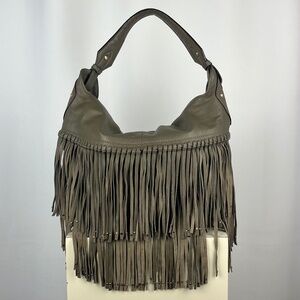 orYANY | "Stevie" Soft Nappa Leather Fringe Hobo | Smoke
